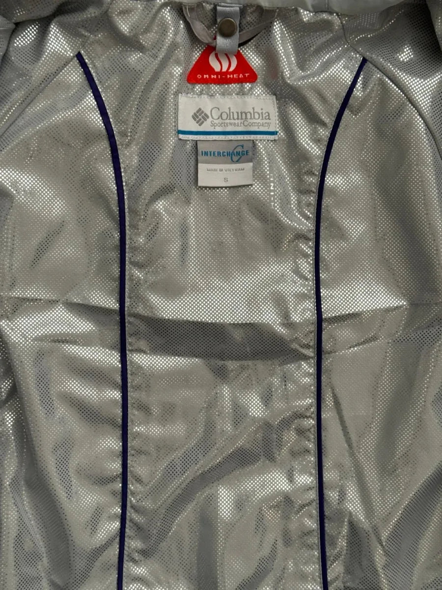 Columbia Omni-Heat Interchange Hooded Rain Jacket Purple - label