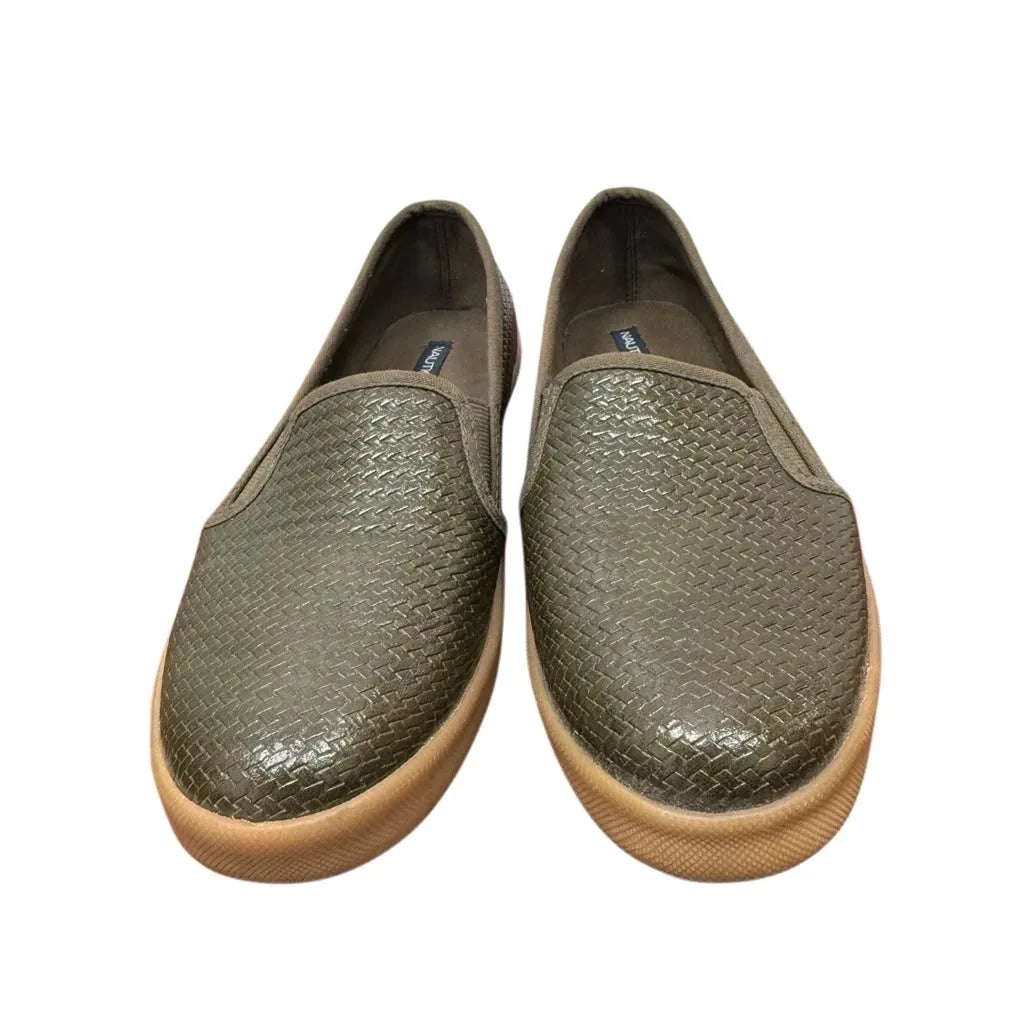 Nautica Sunchaser Woven Slip-On Loafers Olive Green - front