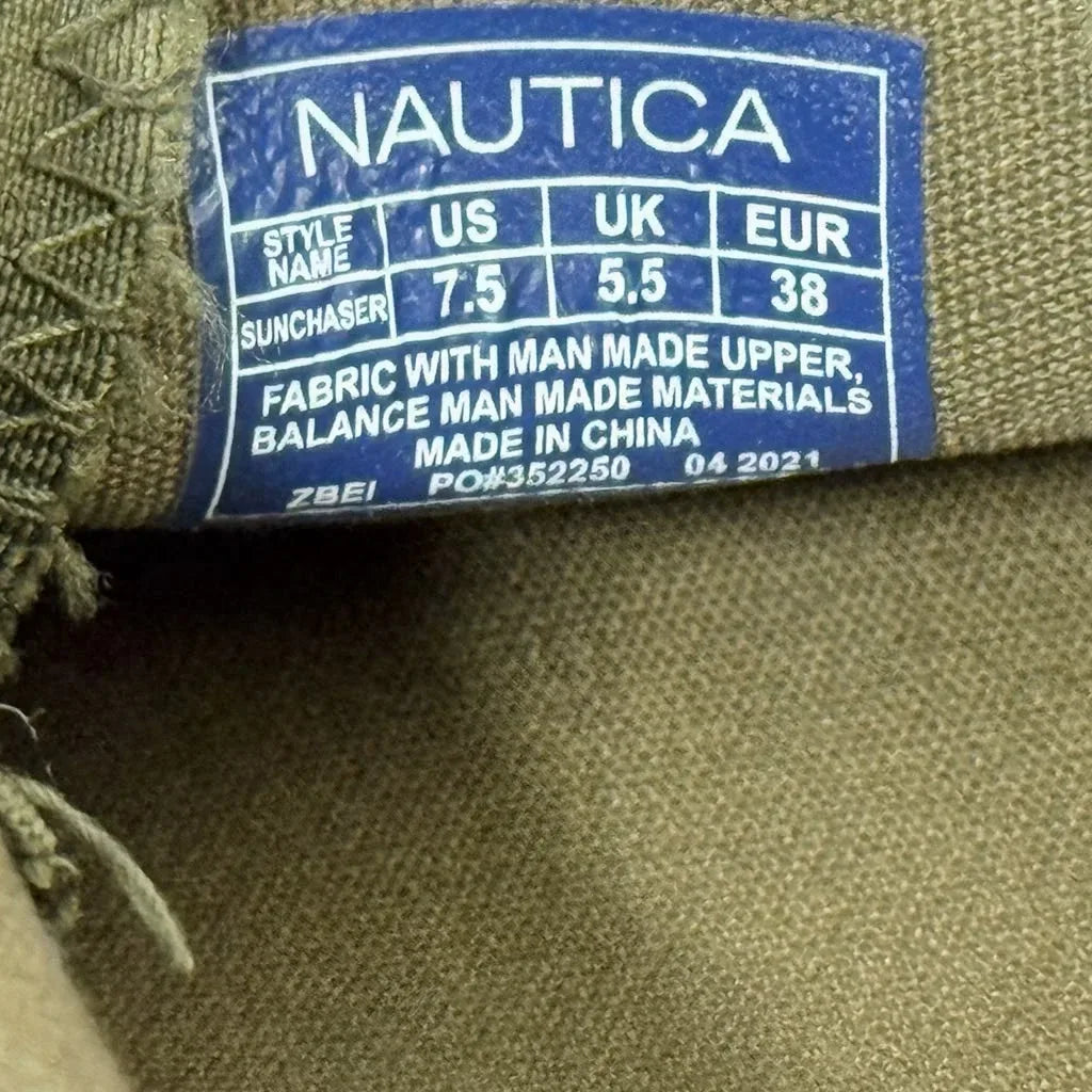 Nautica Sunchaser Woven Slip-On Loafers Olive Green - tag