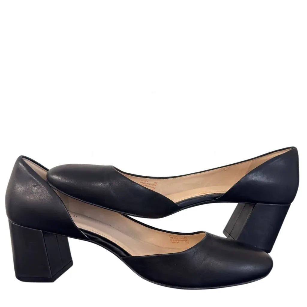 Cole Haan Grand OS Block Heel Leather Pumps Black - front