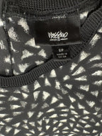 Geometric Print Sleeveless Blouse Gold Zipper Black White