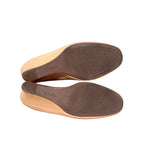 Clarks Nude Leather Wedge Pumps - back