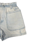 Zara Light Wash Denim Paper Bag Shorts with Belt - detail