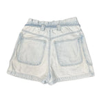 Zara Light Wash Denim Paper Bag Shorts with Belt - back