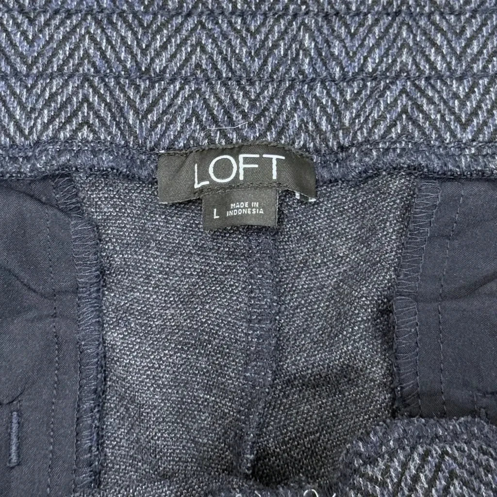 Loft Navy Herringbone Jogger Pants - label