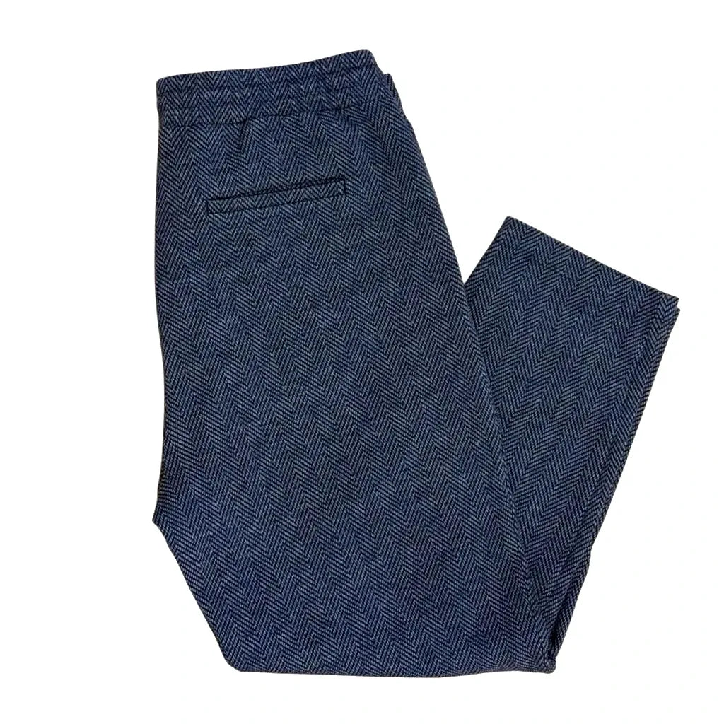Loft Navy Herringbone Jogger Pants - front