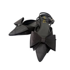 Rouge Helium Black Satin Bow Pointed-Toe Flats - front