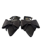 Rouge Helium Black Satin Bow Pointed-Toe Flats - front