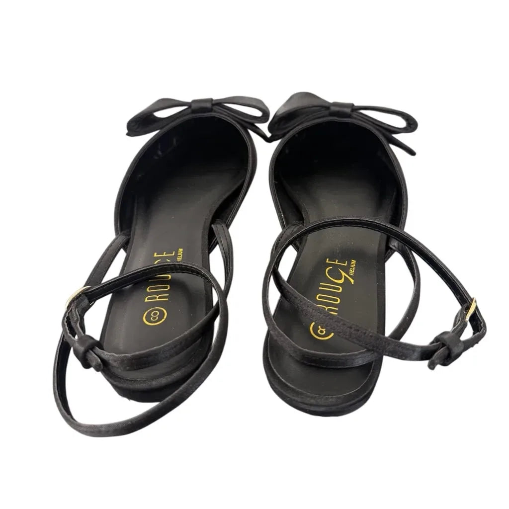 Rouge Helium Black Satin Bow Pointed-Toe Flats - front