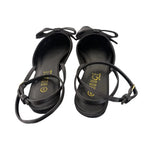 Rouge Helium Black Satin Bow Pointed-Toe Flats - front