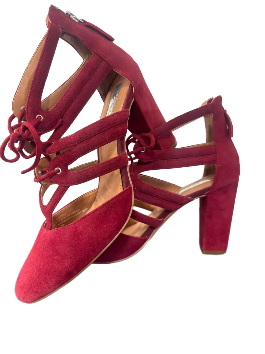 Jessica Simpson Suede Lace-Up Block Heel Sandal - detail