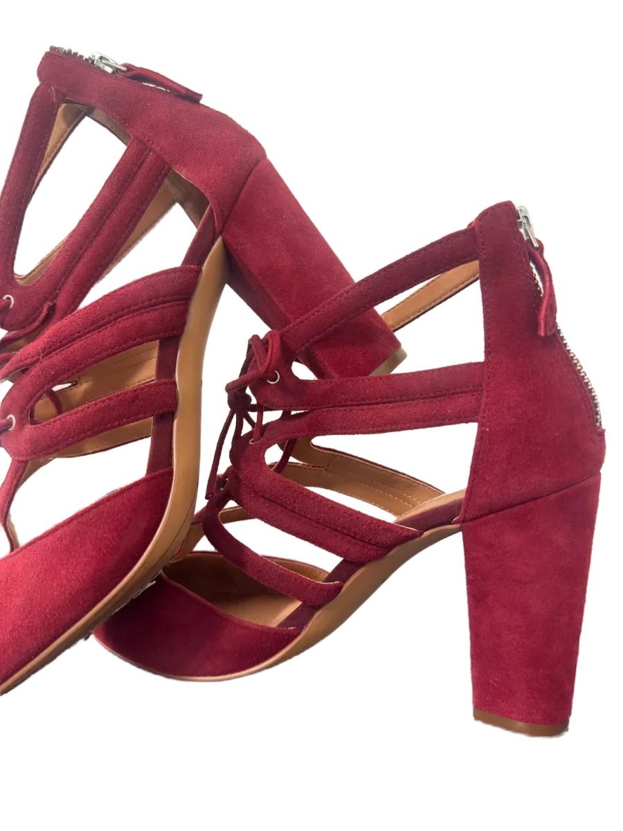 Jessica Simpson Suede Lace-Up Block Heel Sandal - detail