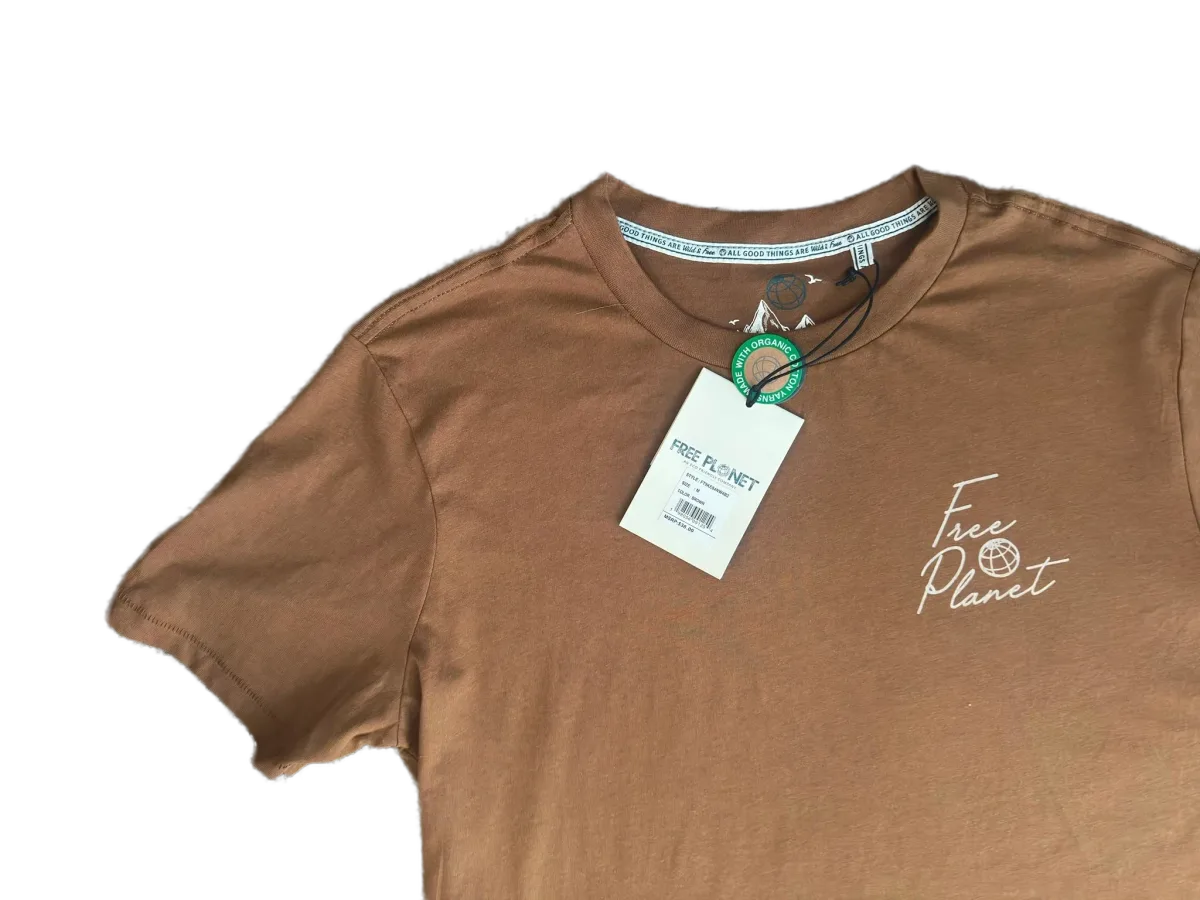 Free Planet National Park Graphic T-Shirt Brown - front