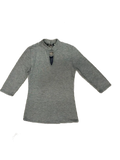 Route 3 Los Angeles Mock Neck Keyhole Top Gray - front