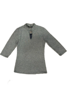 Route 3 Los Angeles Mock Neck Keyhole Top Gray - front