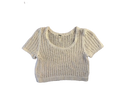 Open Knit Crop Top and Shorts Set Cream - front