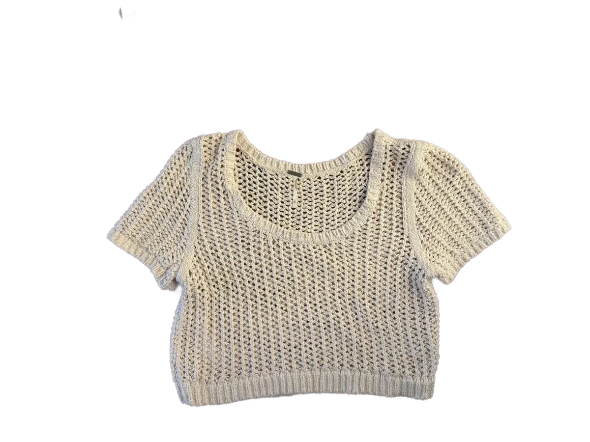 Open Knit Crop Top and Shorts Set Cream - front
