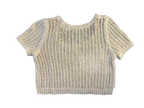 Open Knit Crop Top and Shorts Set Cream - front