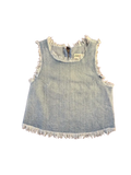 Pistola Fringe Denim Crop Top Light Blue - front