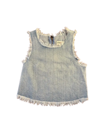 Pistola Fringe Denim Crop Top Light Blue - front