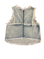 Pistola Fringe Denim Crop Top Light Blue - back