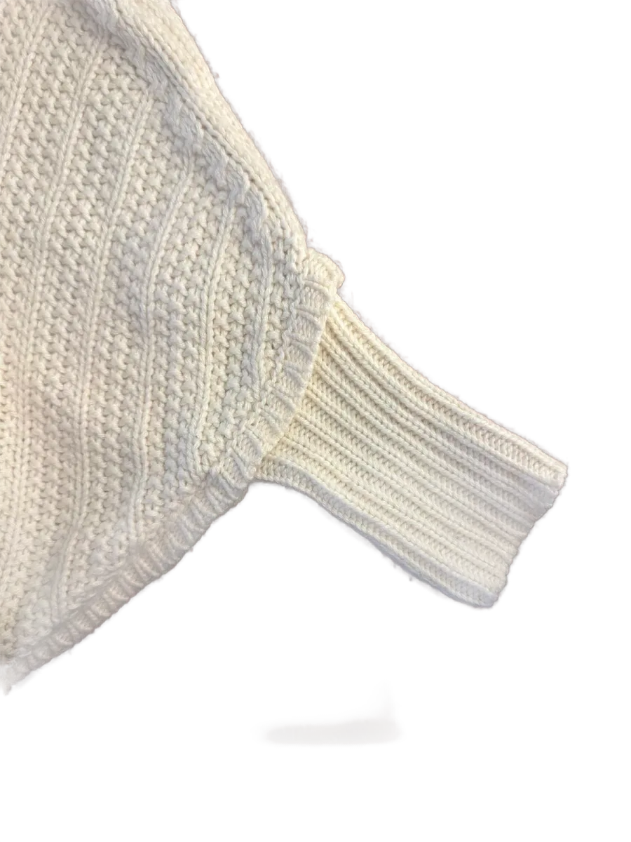 Ann Taylor LOFT Cable Knit Batwing Poncho Sweater Cream - detail