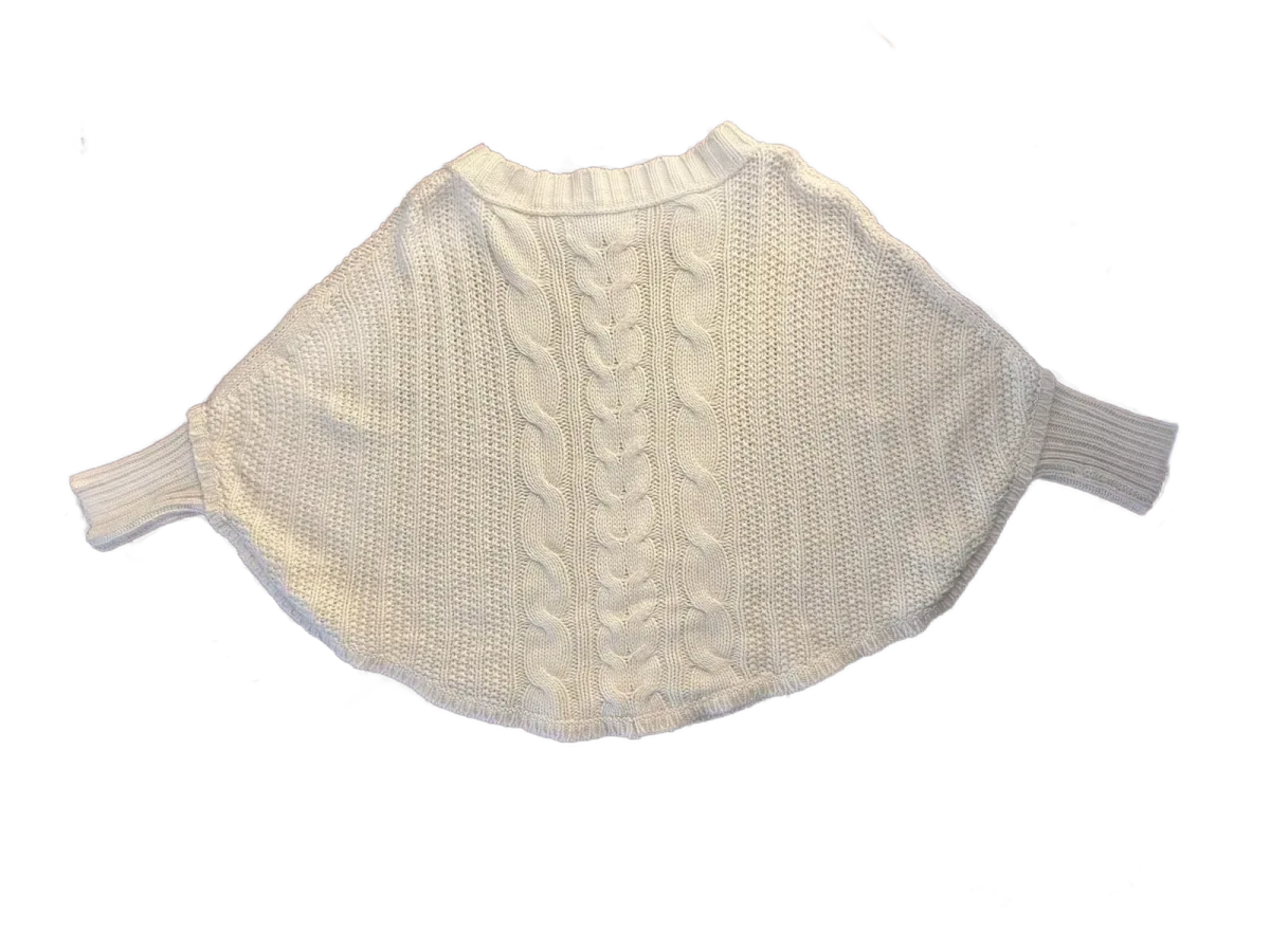 Ann Taylor LOFT Cable Knit Batwing Poncho Sweater Cream - back