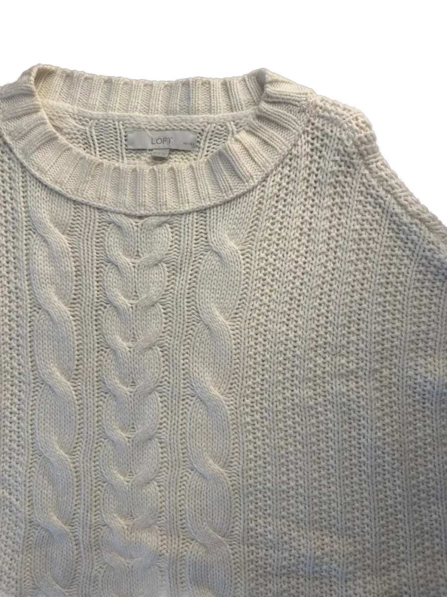 Ann Taylor LOFT Cable Knit Batwing Poncho Sweater Cream - detail