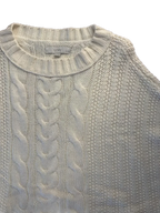 Ann Taylor LOFT Cable Knit Batwing Poncho Sweater Cream - detail