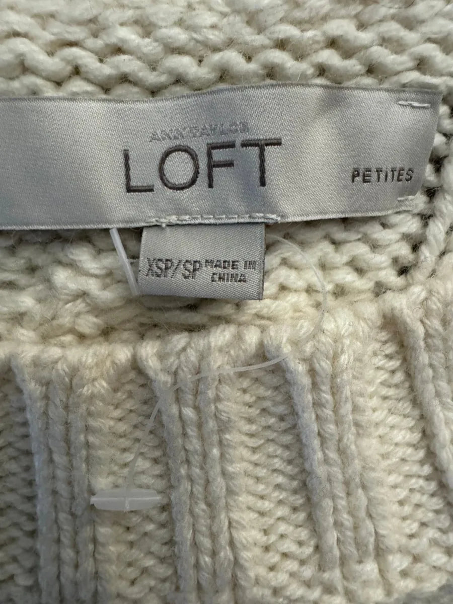 Ann Taylor LOFT Cable Knit Batwing Poncho Sweater Cream - tag