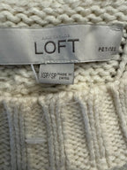 Ann Taylor LOFT Cable Knit Batwing Poncho Sweater Cream - tag
