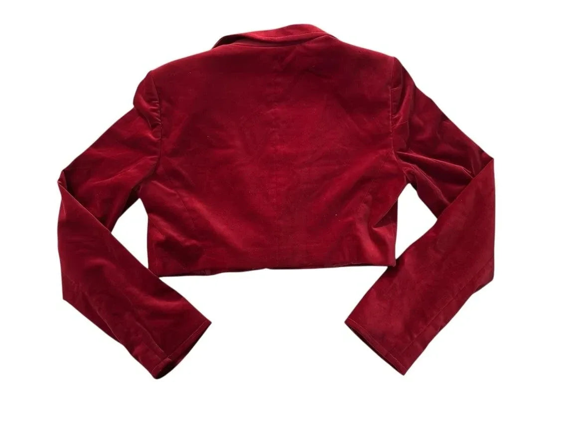 DKNY Red Velvet Cropped Blazer Size 6 - back