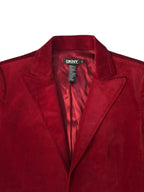 DKNY Red Velvet Cropped Blazer Size 6 - tag