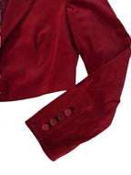 DKNY Red Velvet Cropped Blazer Size 6 - detail