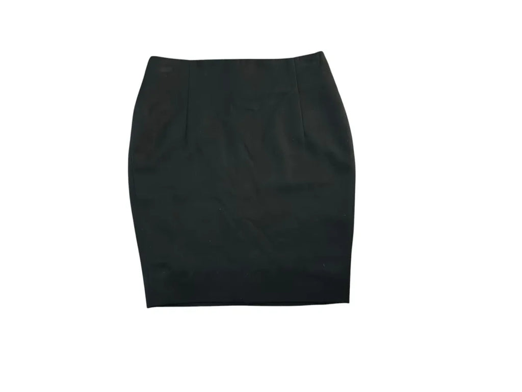 Black Pencil Mini Skirt with Pleated Front - front