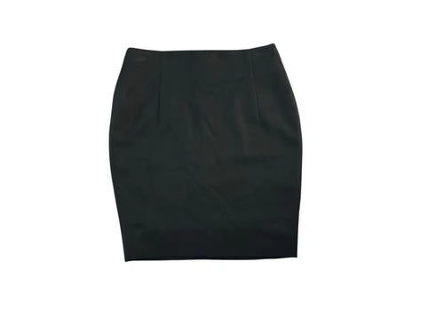 Black Pencil Mini Skirt with Pleated Front - front