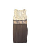 Kay Unger Color-Block Sheath Dress Faux Leather Belt - front