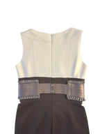 Kay Unger Color-Block Sheath Dress Faux Leather Belt - back