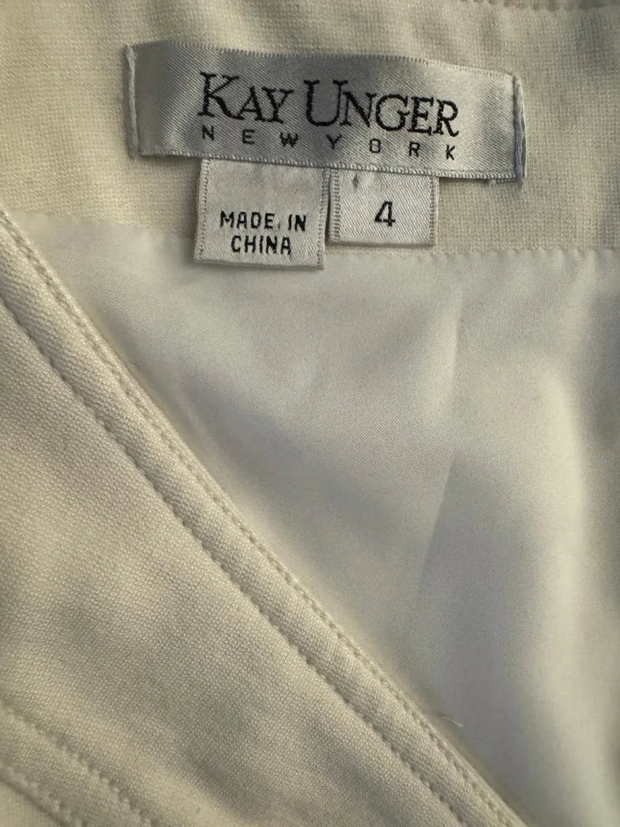 Kay Unger Color-Block Sheath Dress Faux Leather Belt