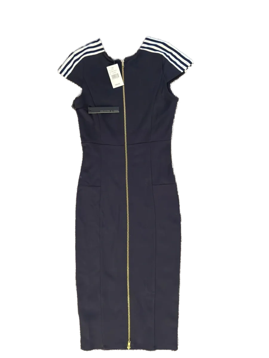 Felicity & Coco Navy Bodycon Midi Dress Cap Sleeves - front