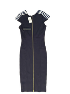 Felicity & Coco Navy Bodycon Midi Dress Cap Sleeves - front