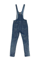Free People Blue Denim Skinny Overalls Jumpsuit - back