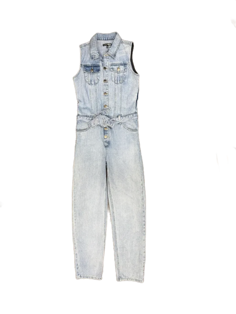 Fashion Nova Sleeveless Denim Jumpsuit Light Blue XS - front