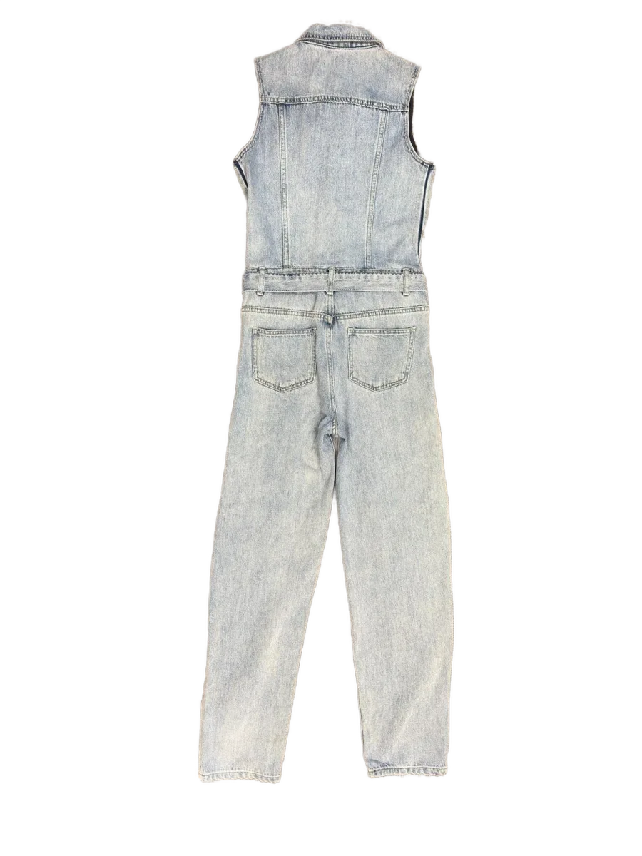 Fashion Nova Sleeveless Denim Jumpsuit Light Blue XS - back