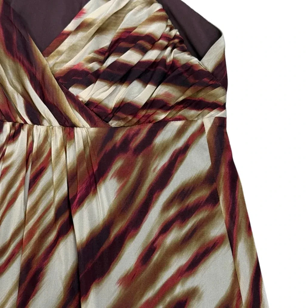 Ann Taylor Animal Print Silk Blend Slip Dress Cream - detail