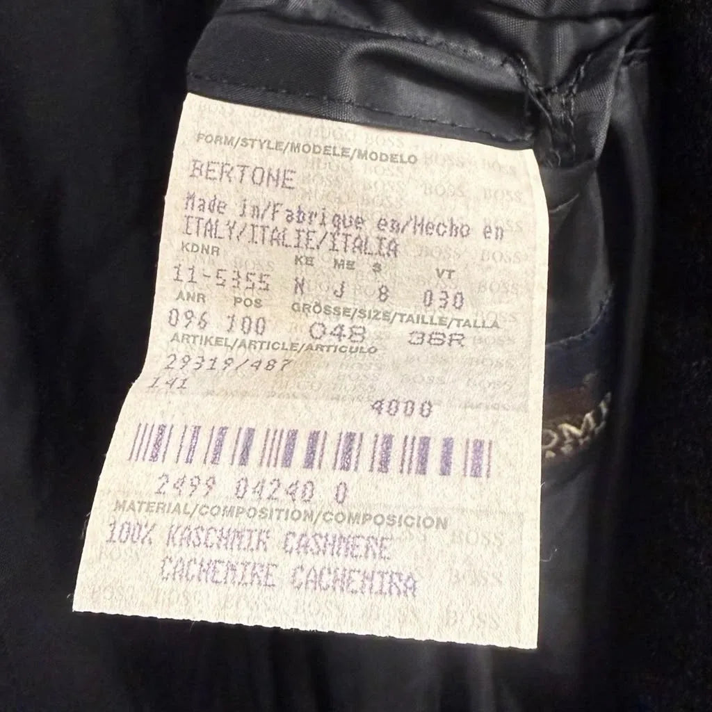 Hugo Boss Bertone 100% Cashmere Long Overcoat - label