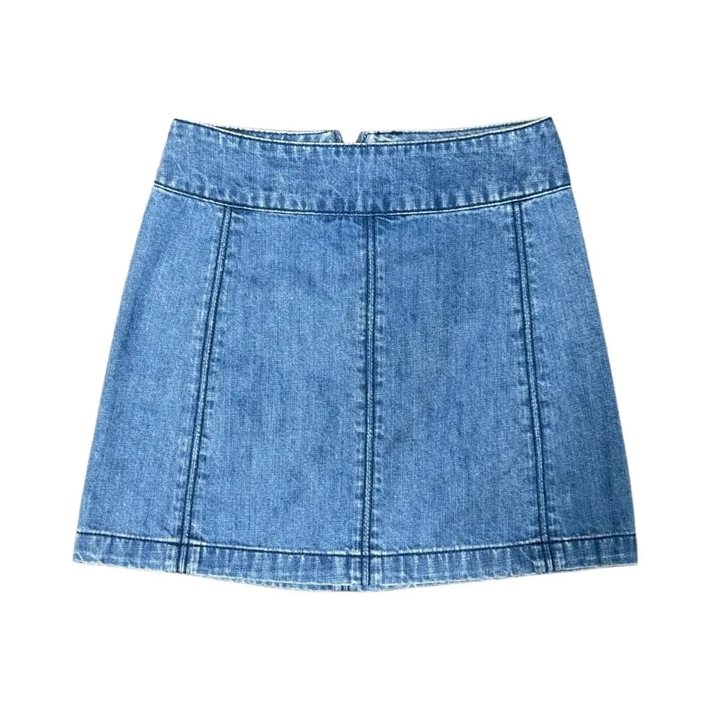 Free People Denim Mini Skirt Medium Blue - front