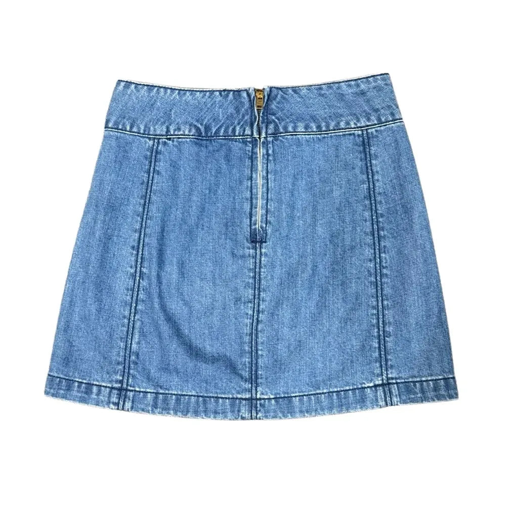 Free People Denim Mini Skirt Medium Blue - back
