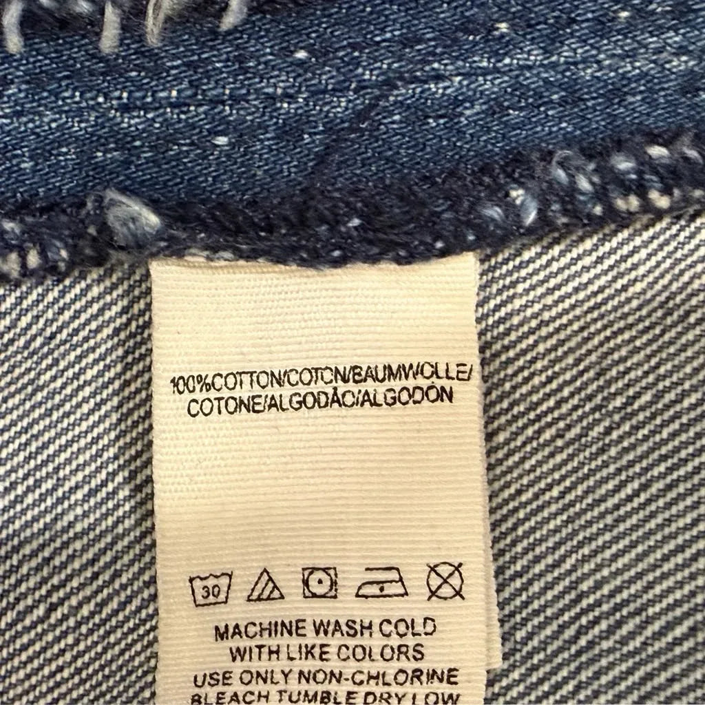 Free People Denim Mini Skirt Medium Blue - label