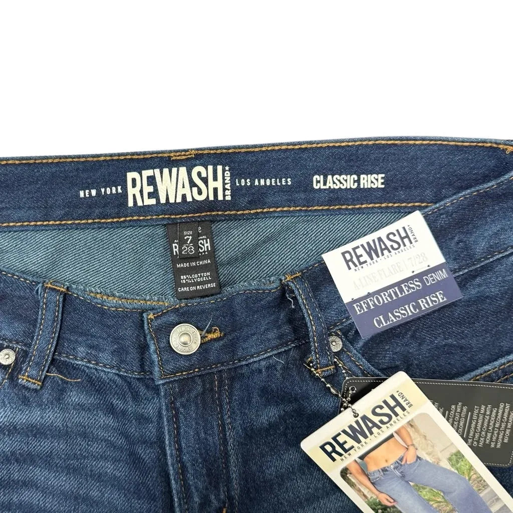 Rewash A-Line Classic Rise Wide Leg Jeans - tag